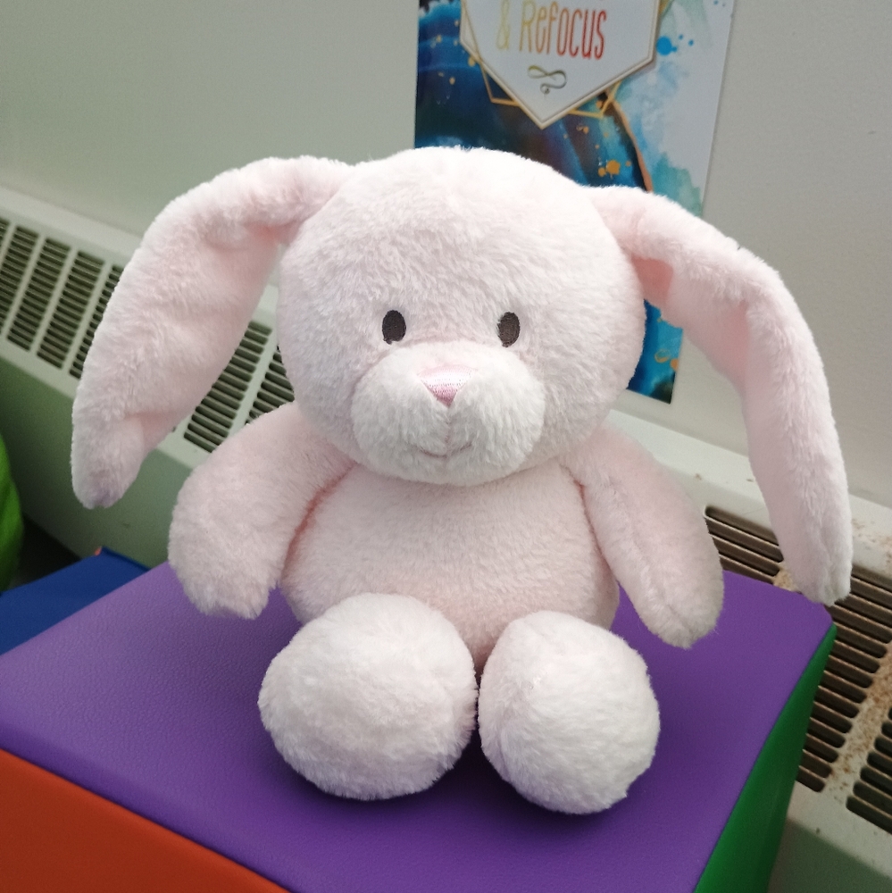 KellyToy K Luxe Baby Bunny Plush Rattle Crinkle Ears Stuffed Animal Sewn Eyes - Picture 2 of 8